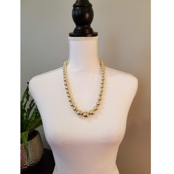 Gold-Colored Large Bead Necklace - Picture 2 of 3